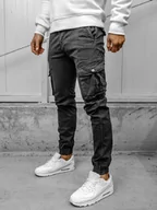 Spodnie męskie - Szare spodnie materiałowe joggery bojówki męskie Denley JM5502A - miniaturka - grafika 1