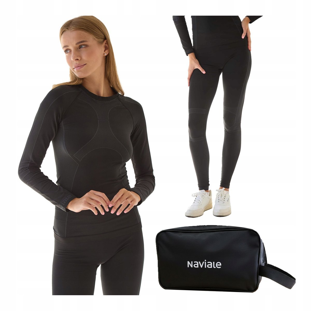 Zestaw bielizna termoaktywna damska legginsy koszulka + prezent XL