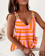 Koszulki i topy damskie - Top damski w kolorowe wzory - Różowy - miniaturka - grafika 1