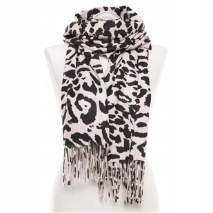 Elegancki Szal Damski z Frędzlami w Panterkę Duży Zwierzęcy Wzór MORAJ - Apaszki i szaliki damskie Elegancki Szal Damski z Frędzlami w Panterkę Duży Zwierzęcy Wzór MORAJ - Apaszki i szaliki damskie - miniaturka - grafika 1