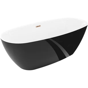 Mexen Luvo Slim wanna wolnostojąca 170 x 75 cm, biała/czarna, przelew różowe złoto - 52801707575-60 - Wanny - miniaturka - grafika 1