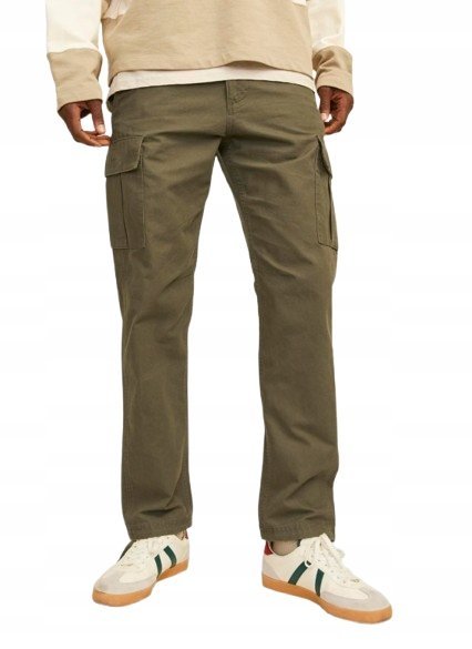 JACK AND JONES KLASYCZNE SPODNIE BOJÓWKI Z KIESZENIAMI KHAKI 30x34 J9A