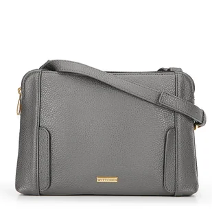 Damska torebka crossbody dwukomorowa szaro - złota - Torebki damskie - miniaturka - grafika 1