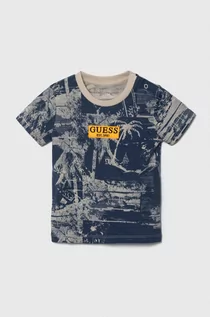 Koszulki dla chłopców - Guess t-shirt bawełniany dziecięcy kolor niebieski wzorzysty - grafika 1