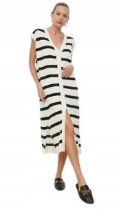 TRENDYOL SUKIENKA MIDI W PASKI Z GUZIKAMI I DEKOLTEM SEREK 36 5AA