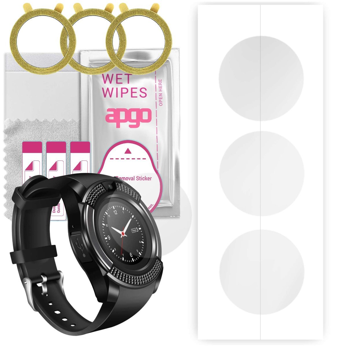 3x Folia hydrożelowa do DexXer V8 - apgo Smartwatch Hydrogel Protection Ochrona na ekran smartwatcha