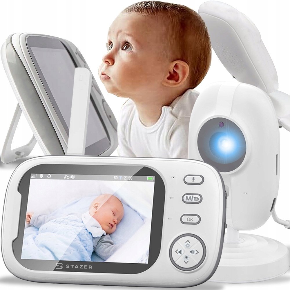 ELEKTRONICZNA NIANIA KAMERA NA ŻYWO TRYB NOCNY TERMOMETR IPS HD 2000MAH