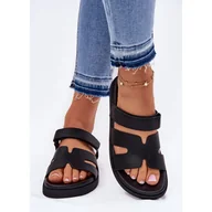 Klapki i japonki damskie - Klapki Damskie Z Rzepem Vinceza 17401 Czarne - miniaturka - grafika 1