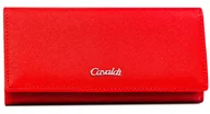 Portfele - Duży czerwony klasyczny portfel damski ze skóry ekologicznej CAVALDI na karty gotówkę mieści dowód rejestracyjny pudełko prezentowe - miniaturka - grafika 1