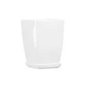 Donice - Doniczka ceramiczna z podstawką kwadrat pękaty 40 x 29 cm biały (odcień szary) połysk symbol 39 - miniaturka - grafika 1