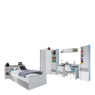 Zestaw Mebli Młodzieżowych B Como Meblar Biały Lux, Dąb Wilton Biały, Szary - Zestawy mebli dla dzieci - miniaturka - grafika 1