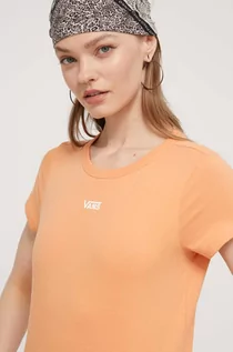 Koszulki sportowe damskie - Vans t-shirt bawełniany damski kolor pomarańczowy - grafika 1