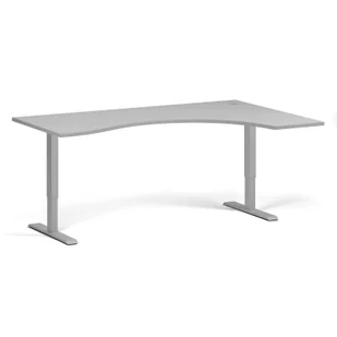 Stół z regulacją wysokości, 2 silniki, 745 - 1215 mm, ergonomiczny prawy, blat 1800 x 1200 mm, podstawa szara, szary - Stoły i stoliki do biura - miniaturka - grafika 1