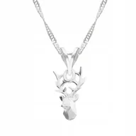 Łańcuszki - Łańcuszek srebrny naszyjnik 925 Jeleń Rogi Zwierzę - miniaturka - grafika 1