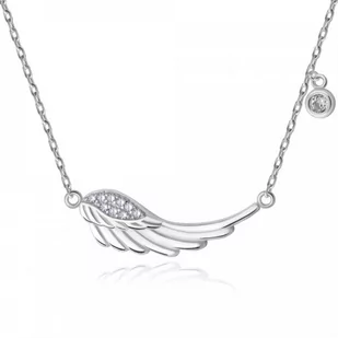 Murrano Srebrny Naszyjnik 925 Skrzydło Kryształki Grawer YN-146 - Naszyjniki - miniaturka - grafika 1
