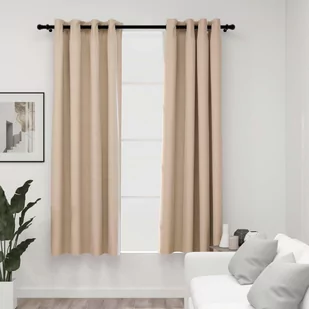 vidaXL Zasłony stylizowane na lniane, 2 szt., beżowe, 140x175 cm - Zasłony - miniaturka - grafika 1