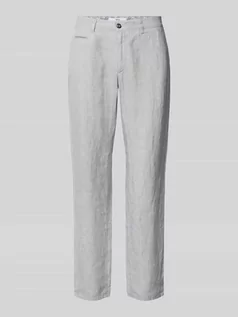 Spodnie męskie - Spodnie lniane z kieszeniami z tyłu - grafika 1