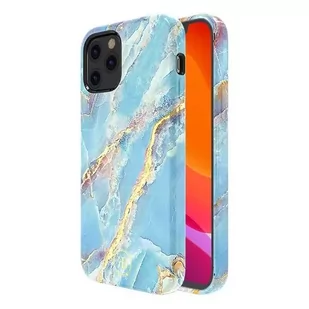 Kingxbar Marble Series eleganckie etui pokrowiec z nadrukiem marmur iPhone 12 mini niebieski - Etui i futerały do telefonów - miniaturka - grafika 2