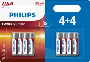 Philips Philips Power Alkaline Battery LR03P8BP/10, Rechargeable battery, AAA, Alkaline, 1.5 V, 5 years, Cd cadmium, Hg mercury, Pb lead - Baterie i akcesoria - miniaturka - grafika 1