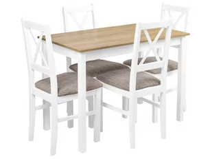 Zestaw stół z krzesłami biały do kuchni jadalni X002 - Stoły z krzesłami - miniaturka - grafika 1