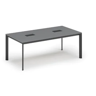 Stół PRIMO INVITATION 2000 x 1000 x 740, grafit + 2x port blatowy TYP III, czarny - Stoły i stoliki do biura - miniaturka - grafika 1