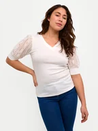 Bluzki damskie - Kaffe Bluzka Melana 10508459 Biały Slim Fit - miniaturka - grafika 1