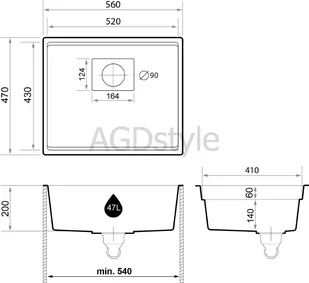 Zlew BRANDE HYPE SLIM 560-60 GRAY (szary) zwijany ociekacz ROLLMATA - Zlewozmywaki - miniaturka - grafika 2
