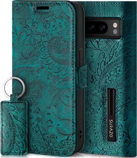 Etui na telefon komórkowy SURAZO do Google Pixel 8 Pro - skórzany pokrowiec z klapką i ochroną RFID, turkusowy - Etui i futerały do telefonów - miniaturka - grafika 1