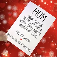 Kartki okolicznościowe i zaproszenia - Zabawna kartka na Dzień Matki 'Like My Sister Niewdzięczna karta dla dziecka dla mamy zabawna kartka, karta dla niej, kartka urodzinowa rodzeństwo zabawna siostra żart PC138 - miniaturka - grafika 1