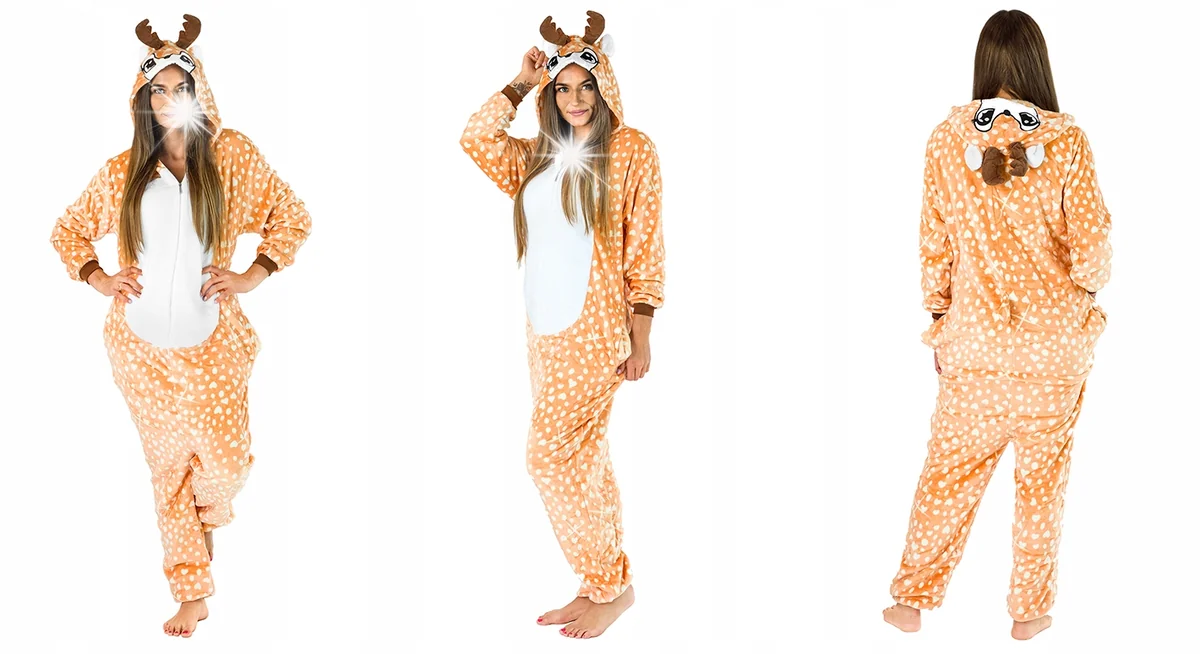 Piżama onesie jelonek sarnka przebranie kostium kigui pluszowa unisex S