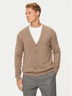 Swetry męskie - Sisley Kardigan 1041S600M Beżowy Regular Fit - miniaturka - grafika 1