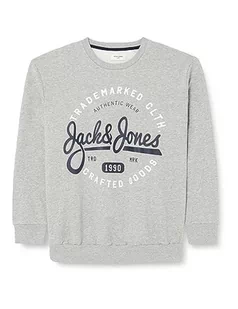 Bestseller A/S Sweter męski Jjmikk Sweat Crew Neck Pls, Light Grey Melange, 5XL - Swetry męskie - miniaturka - grafika 1
