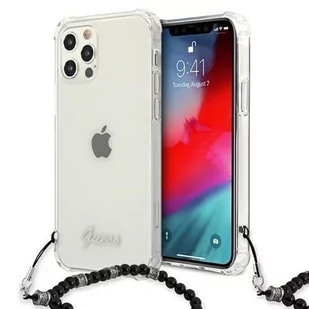 Guess nakładka do iPhone 12 Pro Max 6,7" GUHCP12LKPSBK przeźroczysta hard case Black Pearl GUE001319 - Etui i futerały do telefonów - miniaturka - grafika 2