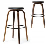 Taborety i hokery - Drewniany Hoker Stołek Barowy Nr 41 Orzech Z Czarnym Siedziskiem Z Ekosóry - miniaturka - grafika 1