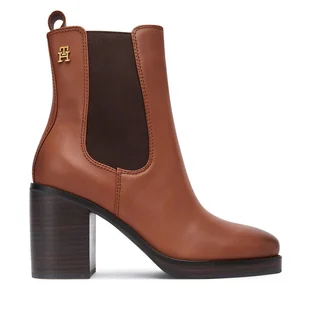 Botki Tommy Hilfiger Square Toe Chelsea High Block Hl FW0FW08844 Brązowy - Botki damskie - miniaturka - grafika 1
