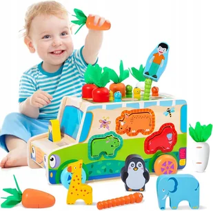Montessori Sorter Drewniany Klocki Złap Robaczka Układanka Zręcznościowa - Sortery dla dzieci - miniaturka - grafika 1