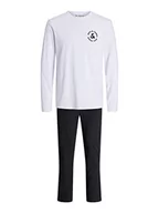 Spodenki męskie - Bestseller A/S Męskie spodnie Jacbasic z logo Ls Tee and Loungepants, zestaw t-shirtów, biały/opakowanie: czarne spodnie, White/Pack:Pants Black, L - miniaturka - grafika 1