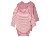 Body dla niemowląt - lupilu® Body niemowlęce z bawełny organicznej, 2 sztuki (50/56, Różowy/paski) - miniaturka - grafika 1