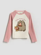 Bluzki dla dziewczynek - Reserved - Bawełniana koszulka Pusheen - brudny róż - miniaturka - grafika 1
