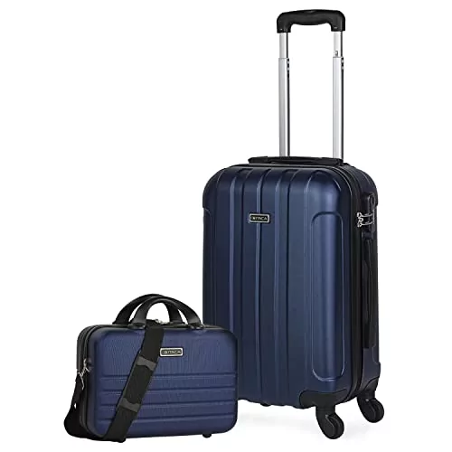 ITACA - Mała walizka kabinowa samolotu z 4 kołami [55x40x20] i kosmetyczką  Mężczyzna Kobieta. Sztywna walizka podróżna marki. Wózek na bagaż  podręczny. Kłódka kombinowana 771150B - Ceny i opinie na Skapiec.pl