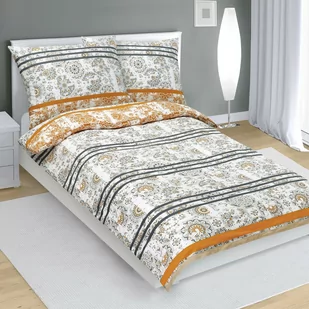 Bellatex Pościel bawełniana Retro szaro-pomarańczowy, 140 x 200 cm, 70 x 90 cm - Pościel - miniaturka - grafika 1