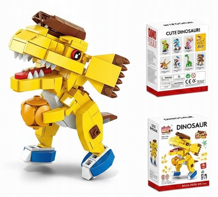 Klocki World Dinozaur Koszykarz Żółty Wytrzymałe Klocki Konstrukcyjne