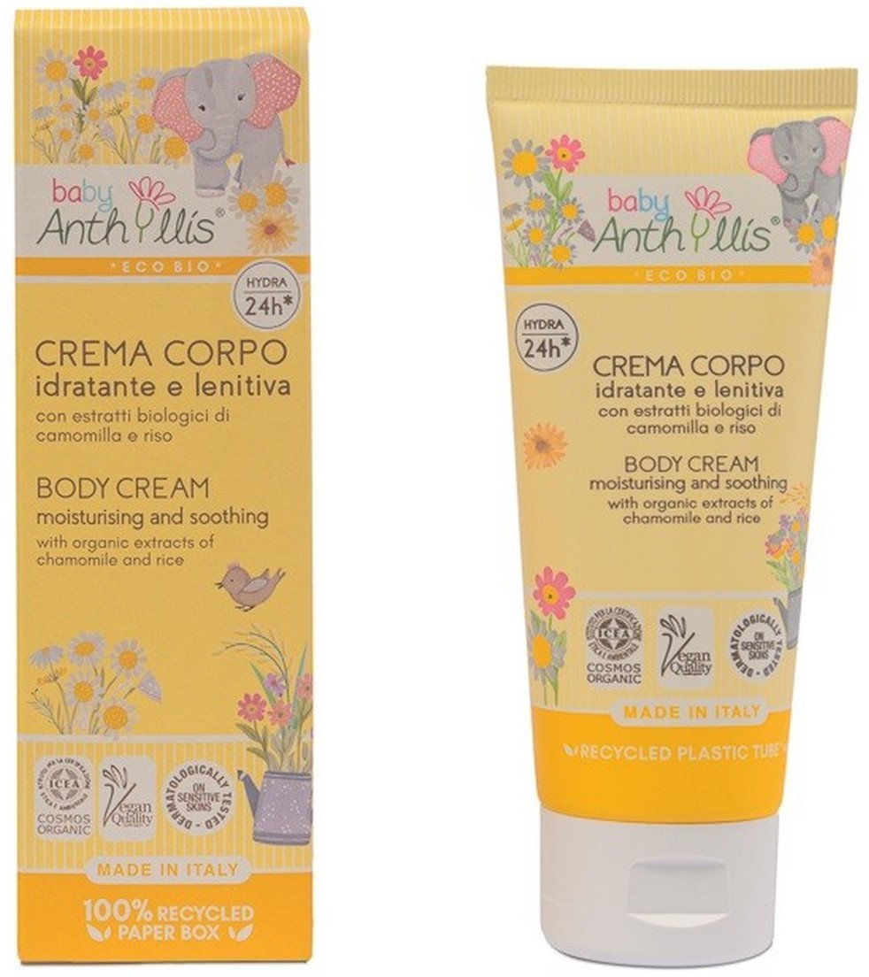 Nawilżająco-łagodzący krem do ciała dla dzieci, z ekologicznym rumiankiem i ryżem, Baby Anthyllis, 100ml