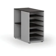 Regały biurowe - Dostawna szafka półkowa do biurka PRIMO GRAY, lewa, szara/wenge - miniaturka - grafika 1