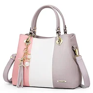 Torebki damskie - Pomelo Best torebki damskie d7128, Różowy/biały/szary, L, Współczesny - miniaturka - grafika 1