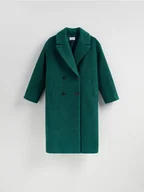 Płaszcze damskie - Reserved - Dwurzędowy płaszcz oversize - morski - miniaturka - grafika 1