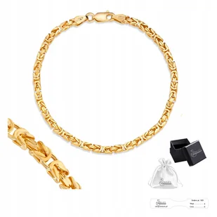 Bransoletka Złota Męska Bizantyna Srebro 925 Splot Królewski 19 cm x 3 mm - Bransolety męskie - miniaturka - grafika 1
