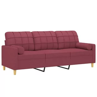 3-osobowa sofa z poduszkami, bordowa, 180 cm, tkanina Lumarko! - Sofy i kanapy - miniaturka - grafika 1