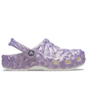Klapki i japonki damskie - Klapki Crocs Classic Iridescent Geometric Clog 209841-100 - fioletowe - miniaturka - grafika 1