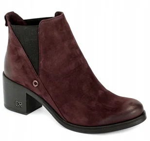Bordowe botki damskie Carinii B3705/N-M10 sk��ra nubuk klocek r.39 - Botki damskie - miniaturka - grafika 1